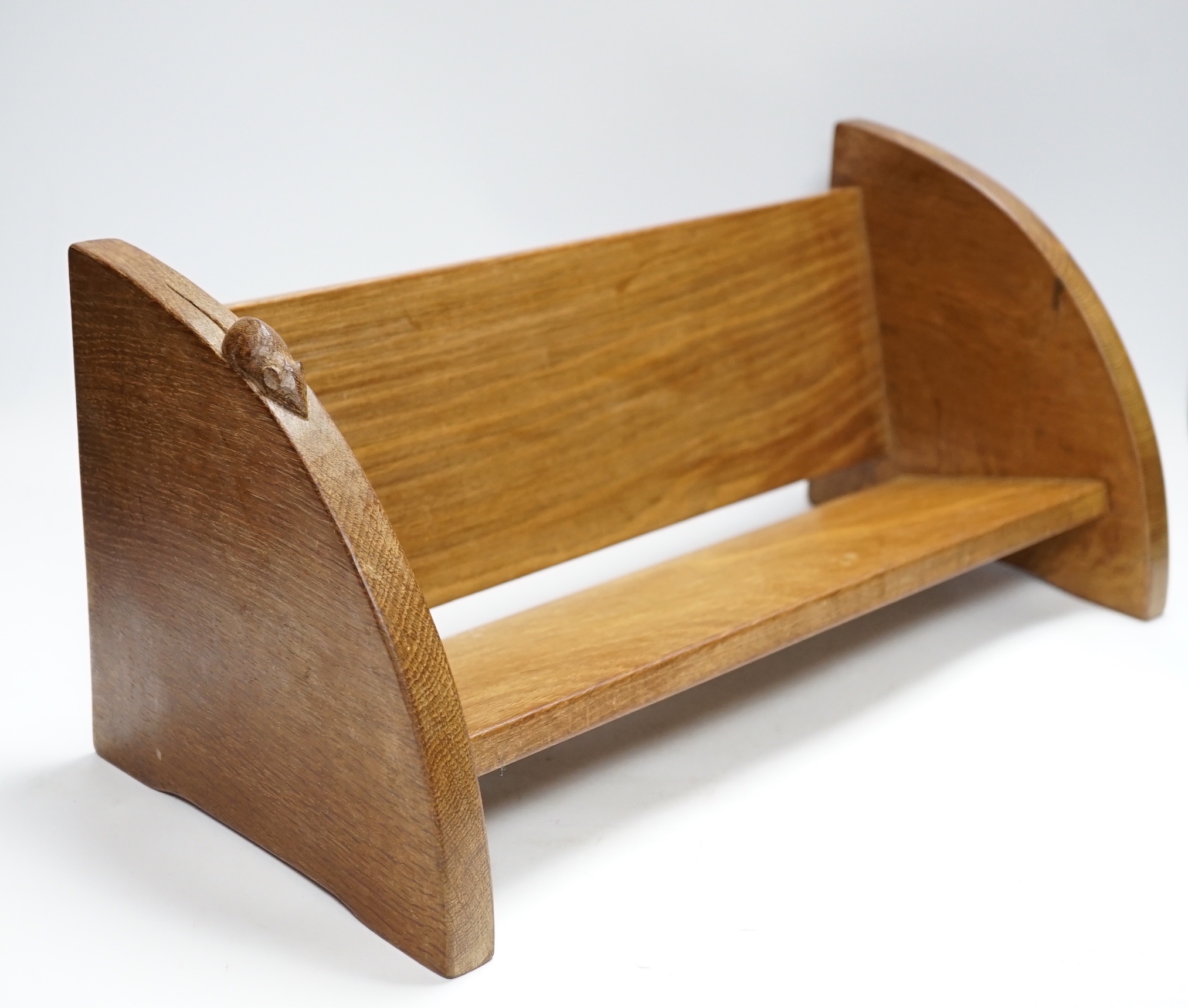 A Robert ‘Mouseman’ Thompson oak book trough, 45cm wide